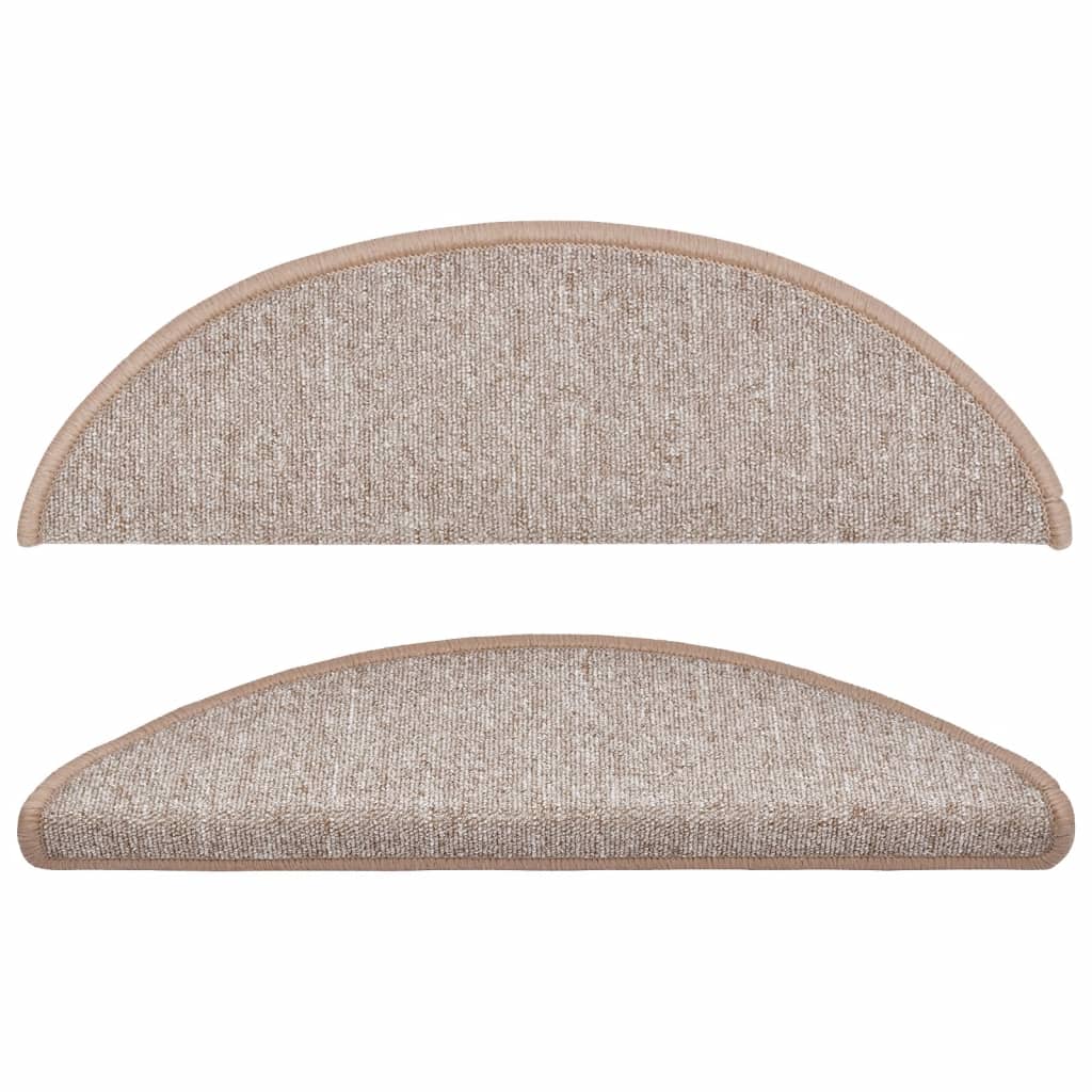 Tapetes de escada 10 peças 56x17x3 cm marrom claro semicircular