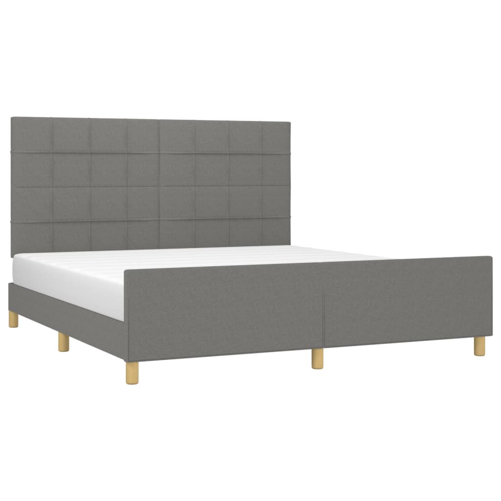 Estrutura de cama sem colchão 160x200 cm tecido cinzento-escuro