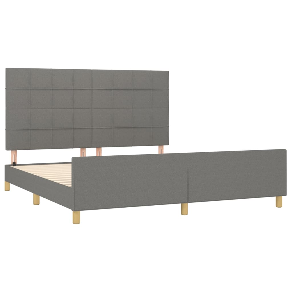 Estrutura de cama sem colchão 160x200 cm tecido cinzento-escuro