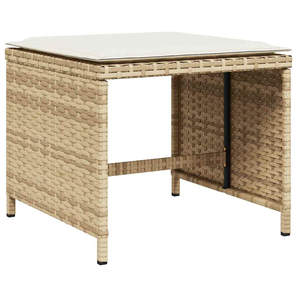 17 Pcs conjunto de jantar p/ jardim c/ almofadões vime PE bege