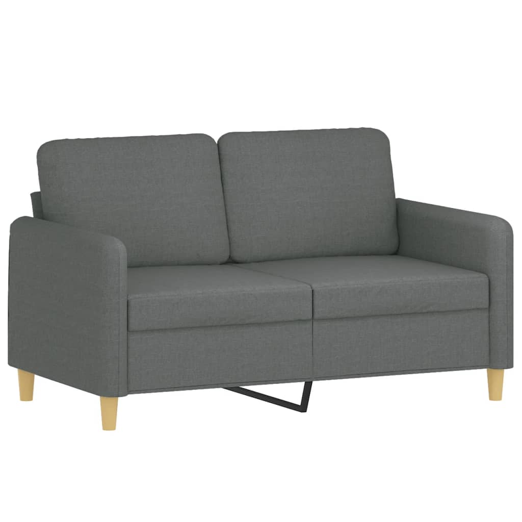 3 Pcs conjunto de sofás com almofadas tecido cinzento-escuro