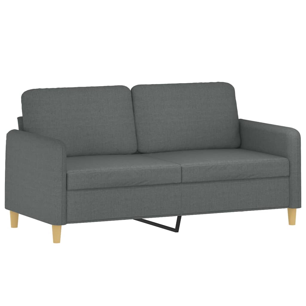 3 Pcs conjunto de sofás com almofadas tecido cinzento-escuro