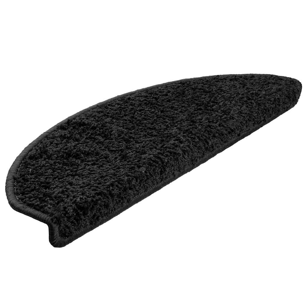 Tapetes de escada 20 peças 65x21x4 cm pretos semicirculares grandes