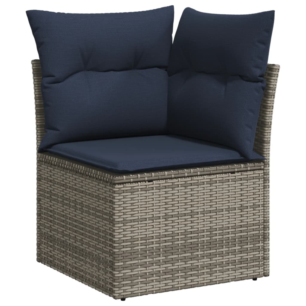 Conjunto de sofá de jardim com 7 peças e almofadas em rattan sintético cinza