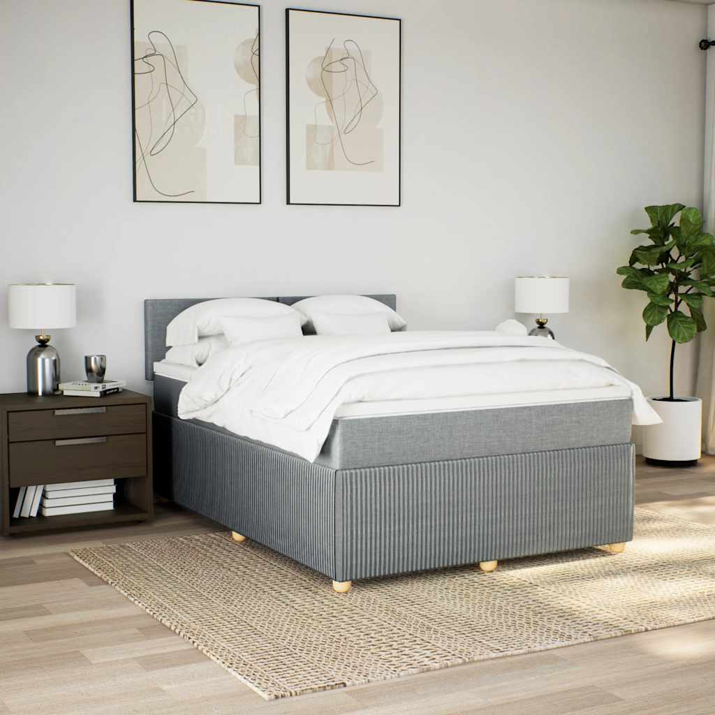 Cama com molas/colchão 140x190 cm tecido cinzento-claro