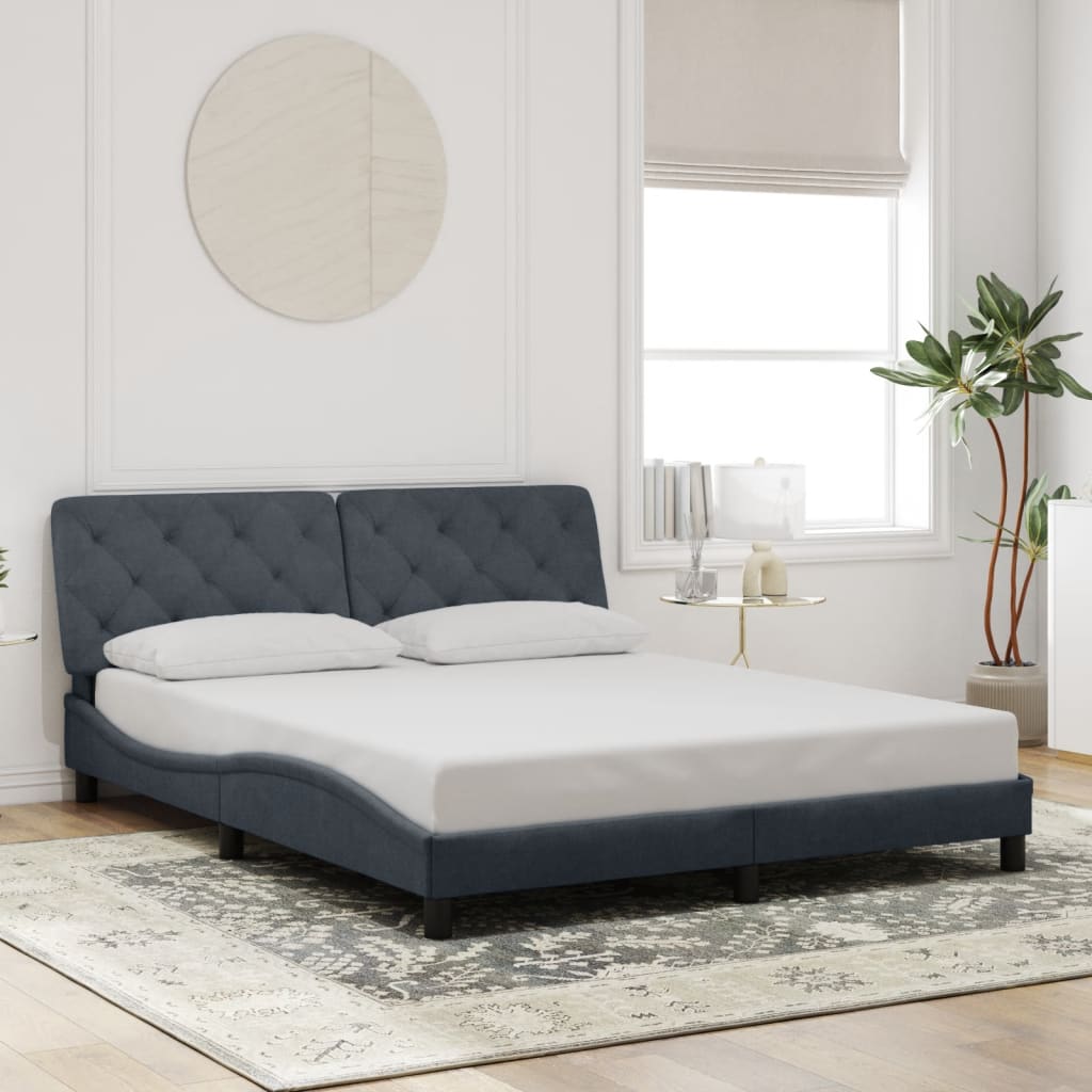 Estrutura de cama com LED sem colchão 160x200cm veludo cinzento-escuro