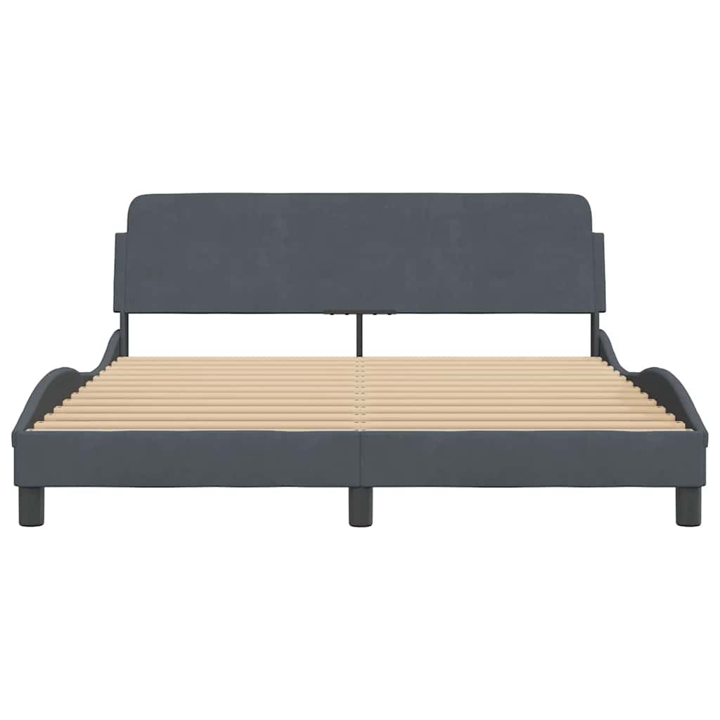 Estrutura de cama dover 160x200 cm veludo cinzento-escuro
