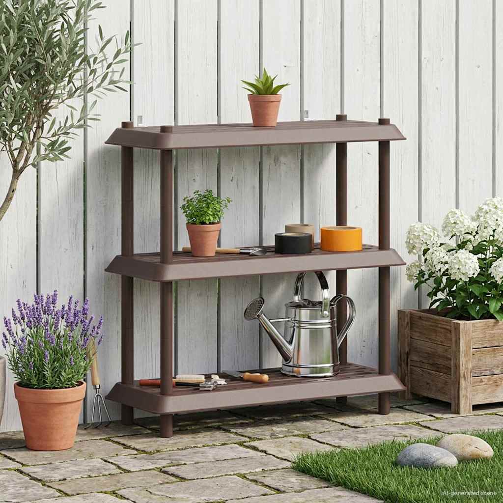 Unidade de estante 3 níveis 100 x 40 x 96 cm PP castanho