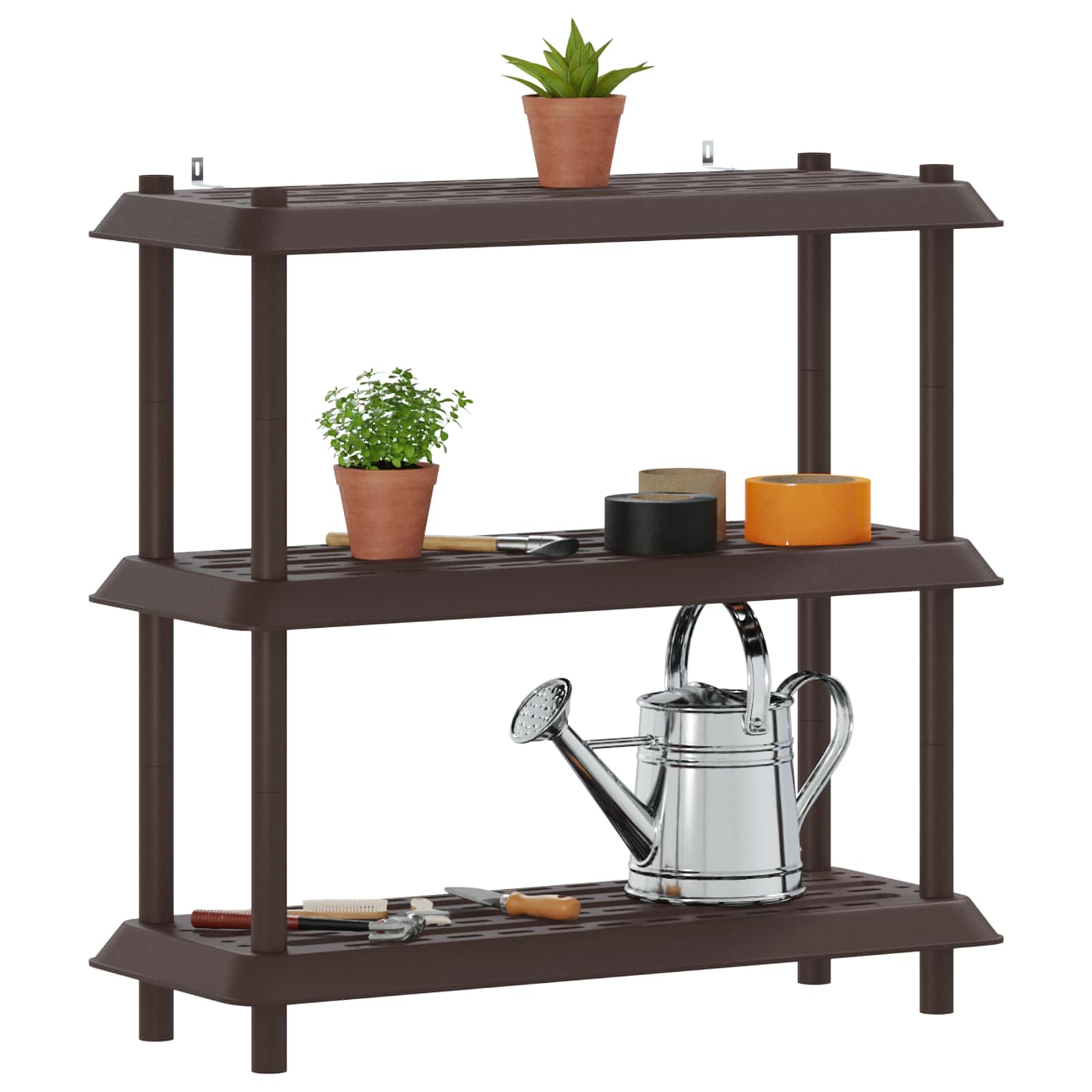 Unidade de estante 3 níveis 100 x 40 x 96 cm PP castanho