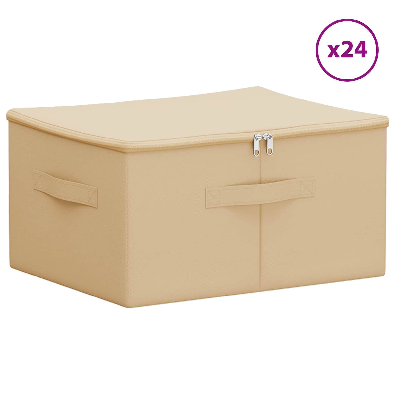 Caixa de armazenamento 24 unid. tecido não tecido 37,5 l creme