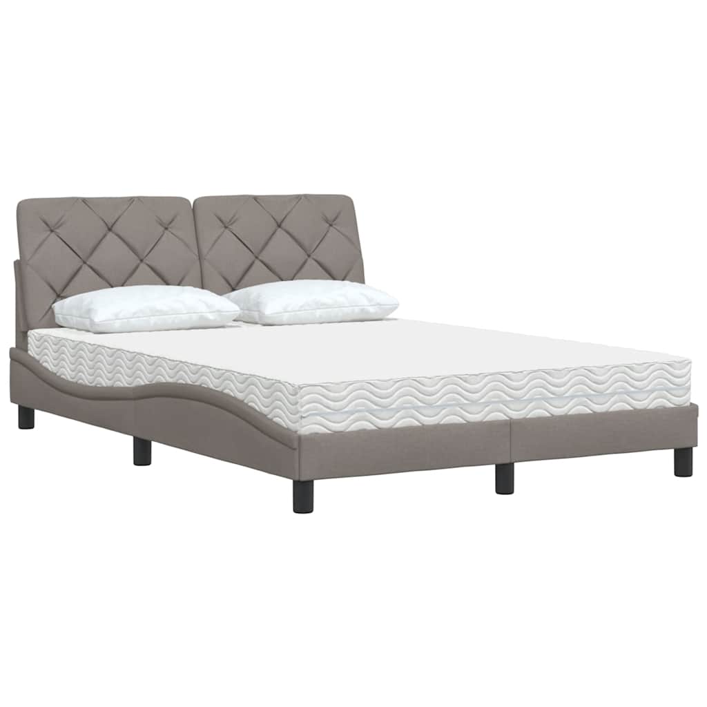Cama com colchão 140x190 cm tecido castanho-acinzentado