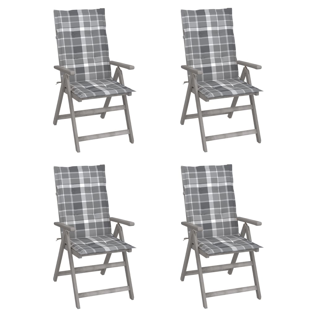 Cadeiras jardim reclináveis c/ almofadões 4 pcs acácia maciça