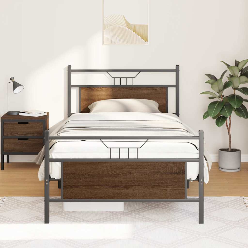 Estrutura cama s/ colchão derivados madeira carvalho castanho