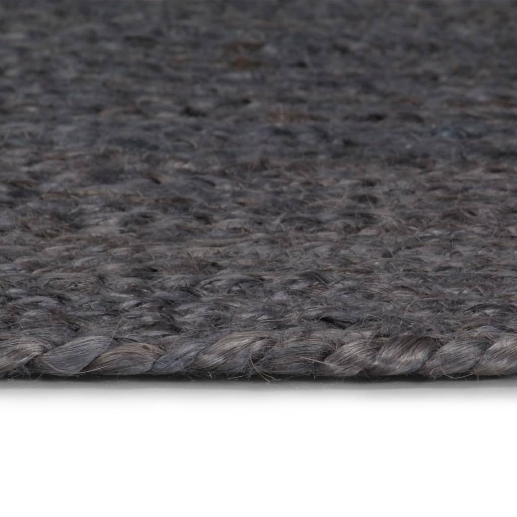 Tapete artesanal em juta redondo 120 cm cinzento escuro