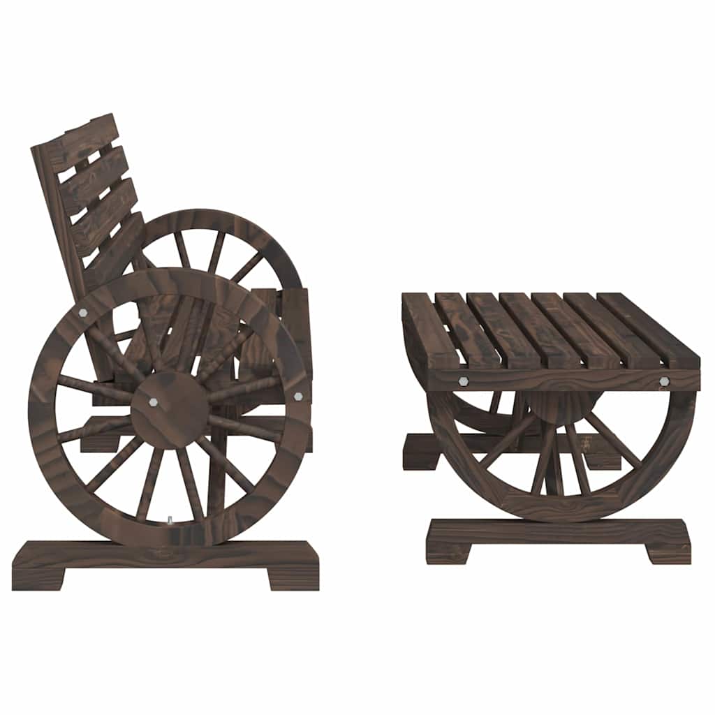 2 Pcs conjunto lounge de jardim madeira de abeto maciça