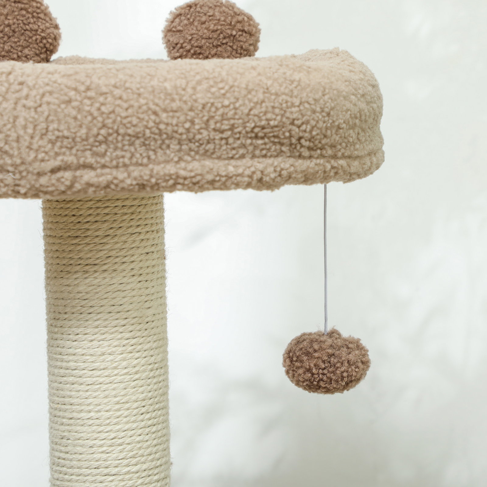 Arranhador para gatos altura 88 cm com cama plataforma bolsa suspensa escada e poste de juta 48x40x88 cm marrom claro