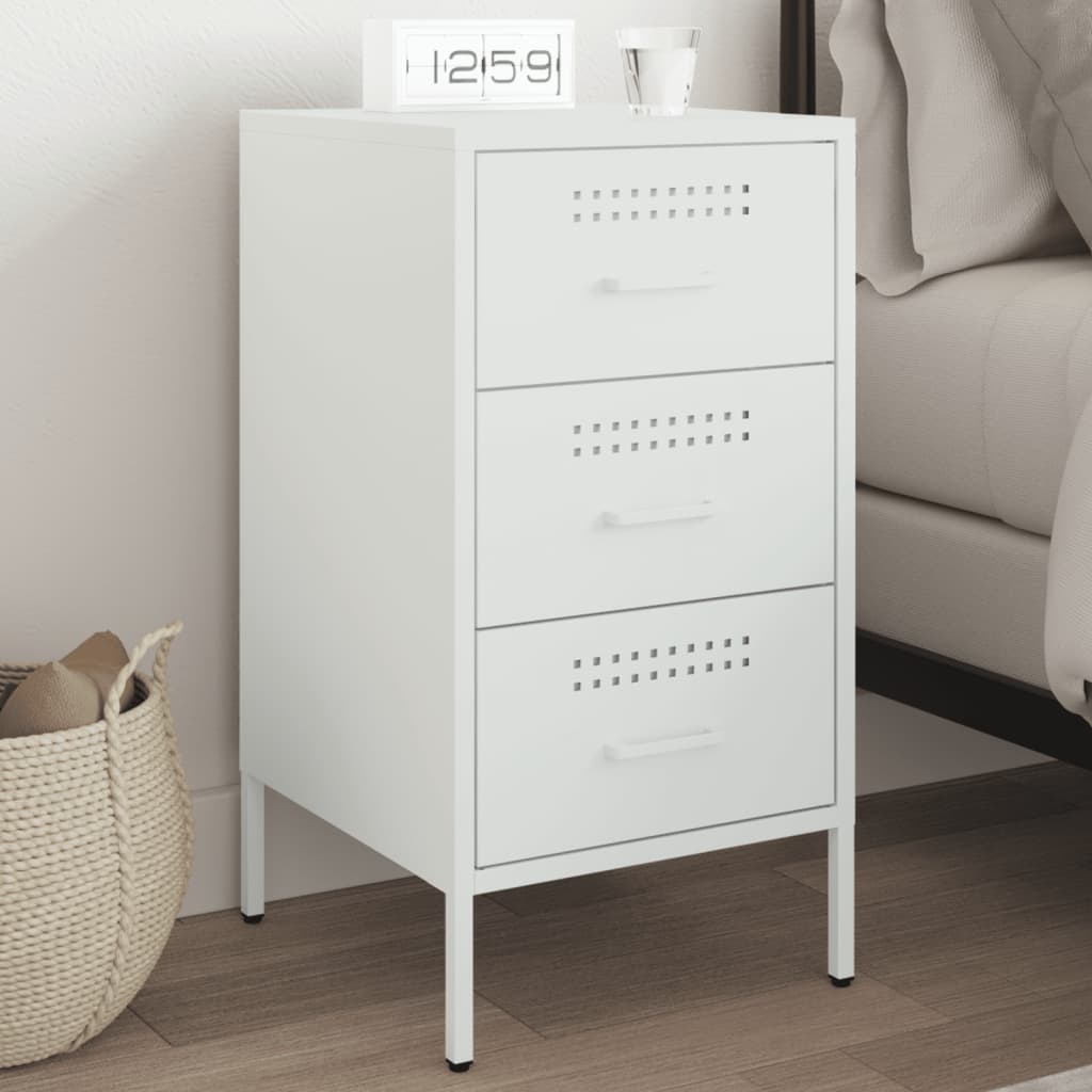 Mesa de cabeceira 36x39x68 cm aço branco
