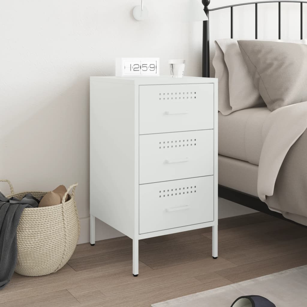 Mesa de cabeceira 36x39x68 cm aço branco
