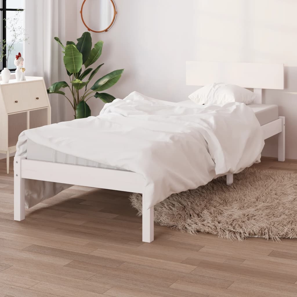 Estrutura de cama solteiro 90x190 cm pinho maciço branco