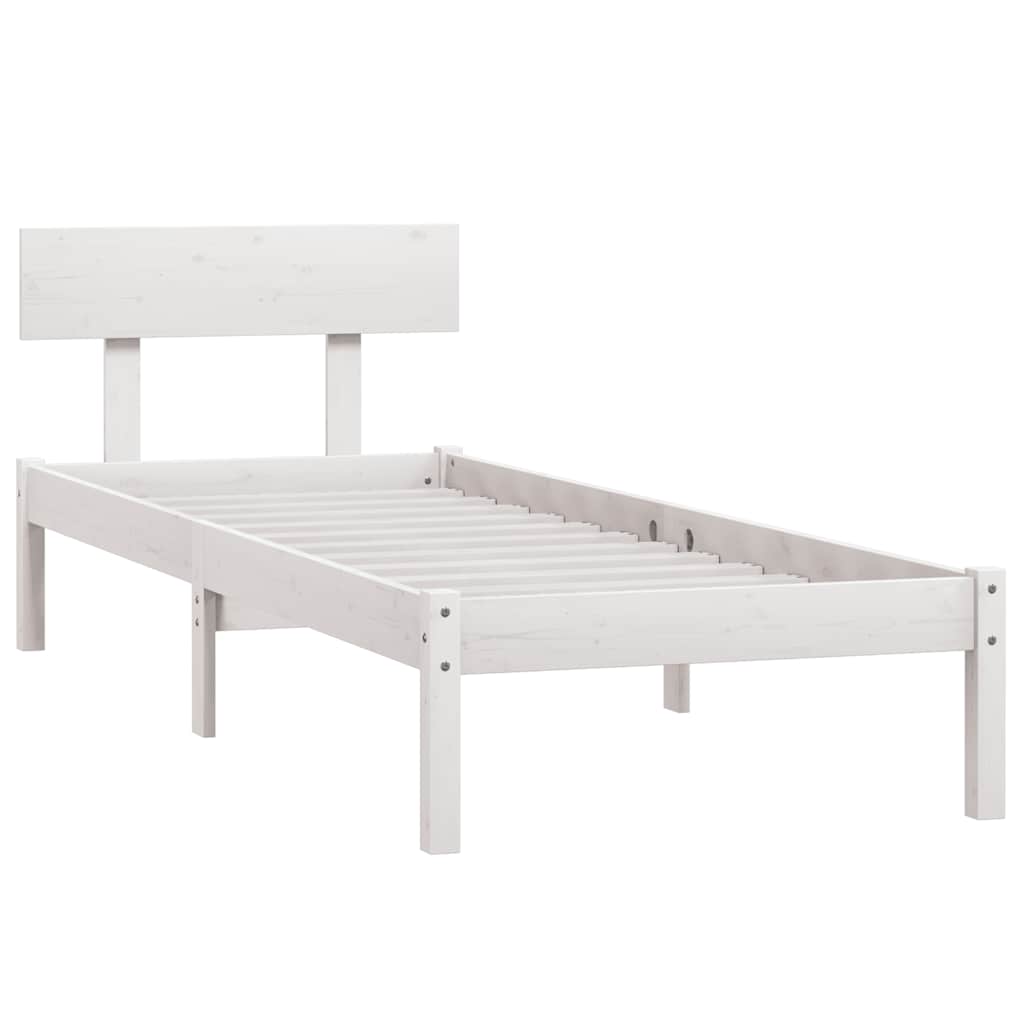 Estrutura de cama solteiro 90x190 cm pinho maciço branco