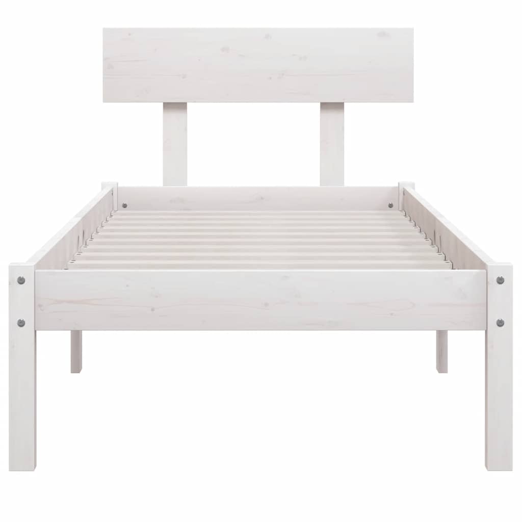 Estrutura de cama solteiro 90x190 cm pinho maciço branco