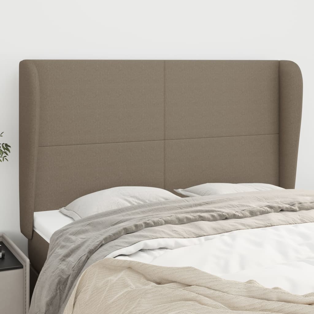 Cabeceira cama abas tecido 147x23x118/128 cm cinza-acastanhado
