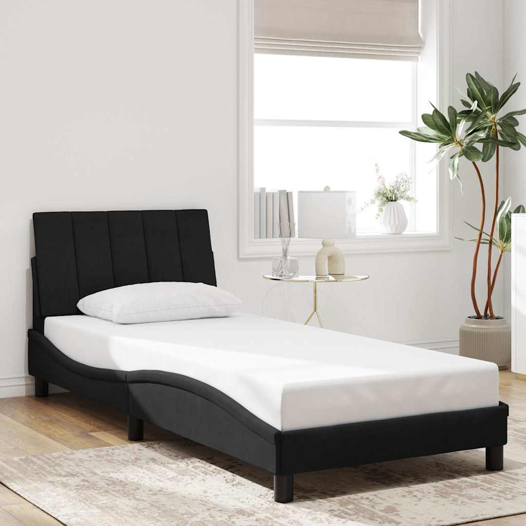Estrutura de cama sem colchão hanko 90x200 cm veludo preto