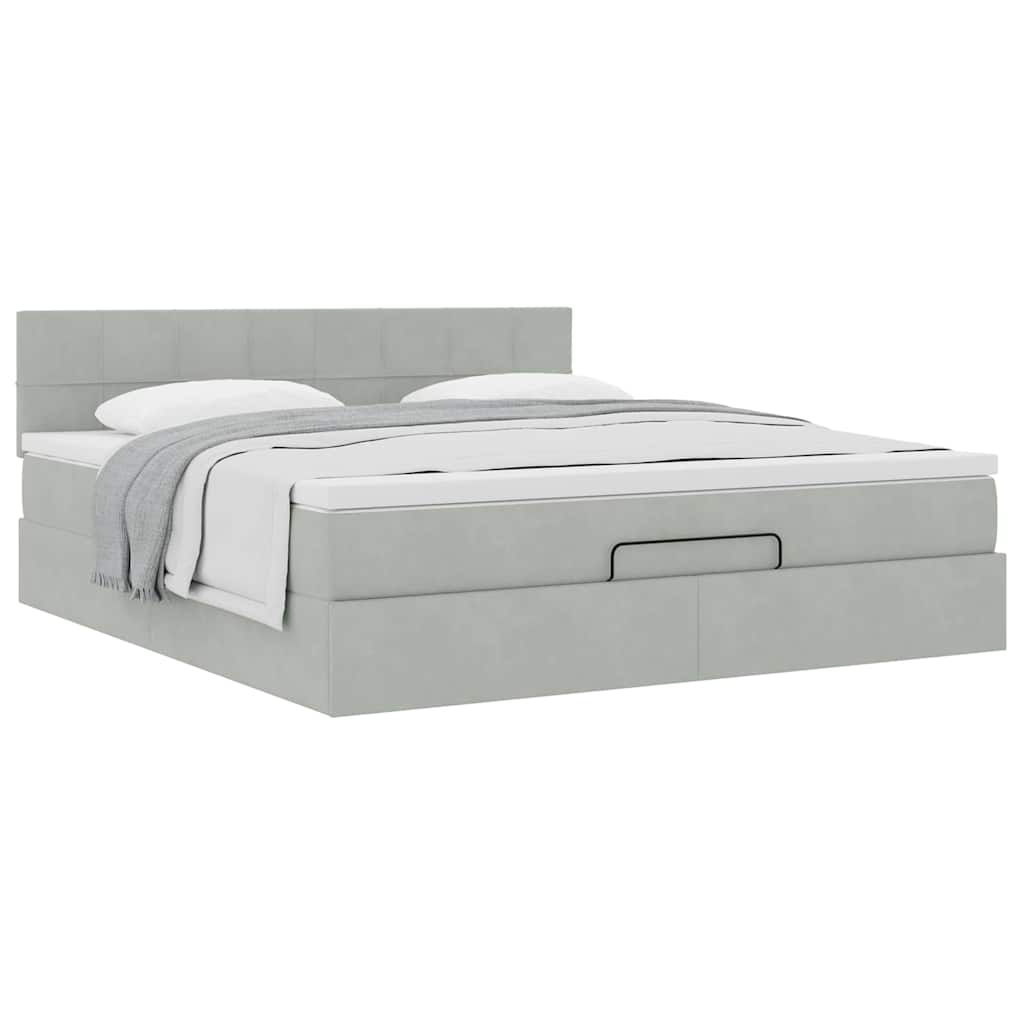 Estrutura de cama otomana com colchão 180x200 cm cinzento claro
