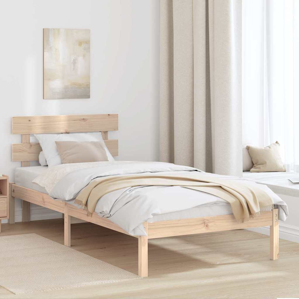 Estrutura da cama castanho 90 x 190 cm madeira de pinho maciça