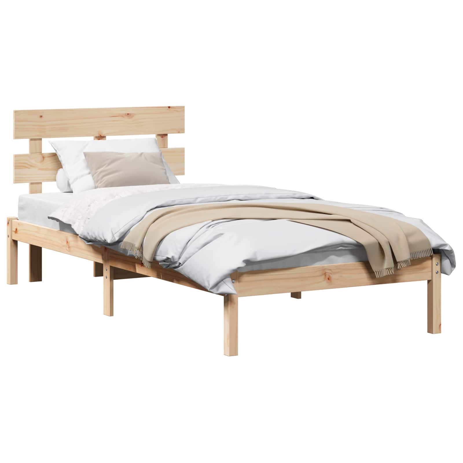 Estrutura da cama castanho 90 x 190 cm madeira de pinho maciça