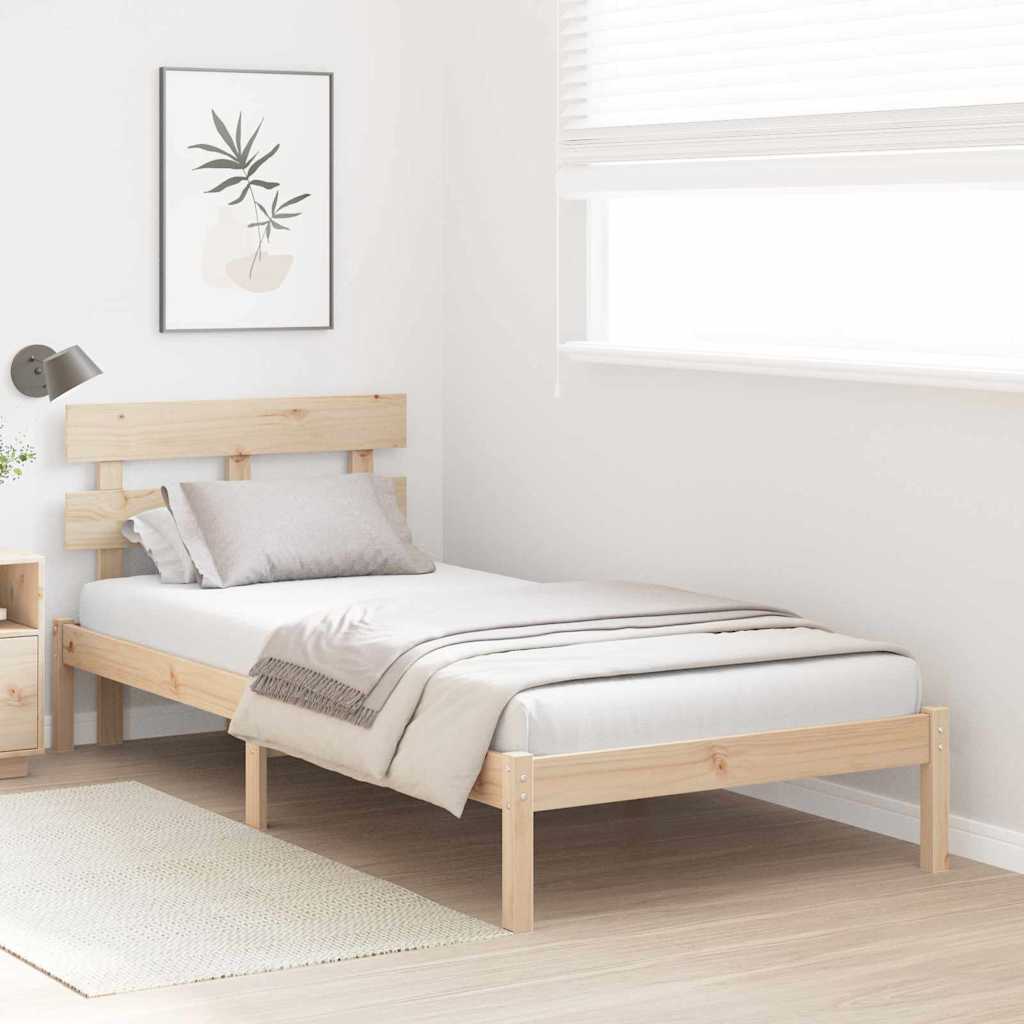 Estrutura da cama castanho 90 x 190 cm madeira de pinho maciça