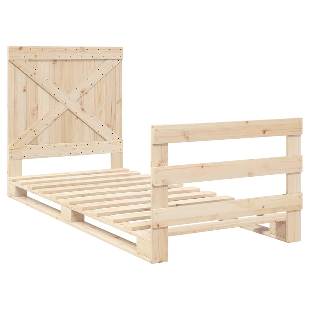 Estrutura de cama com cabeceira 90x200 cm pinho maciço