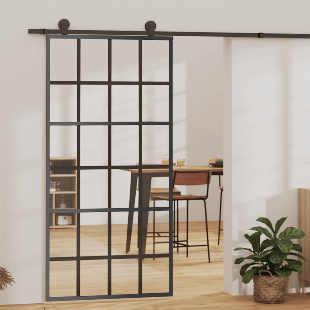 Porta deslizante em vidro esg e alumínio 102x205 cm preto