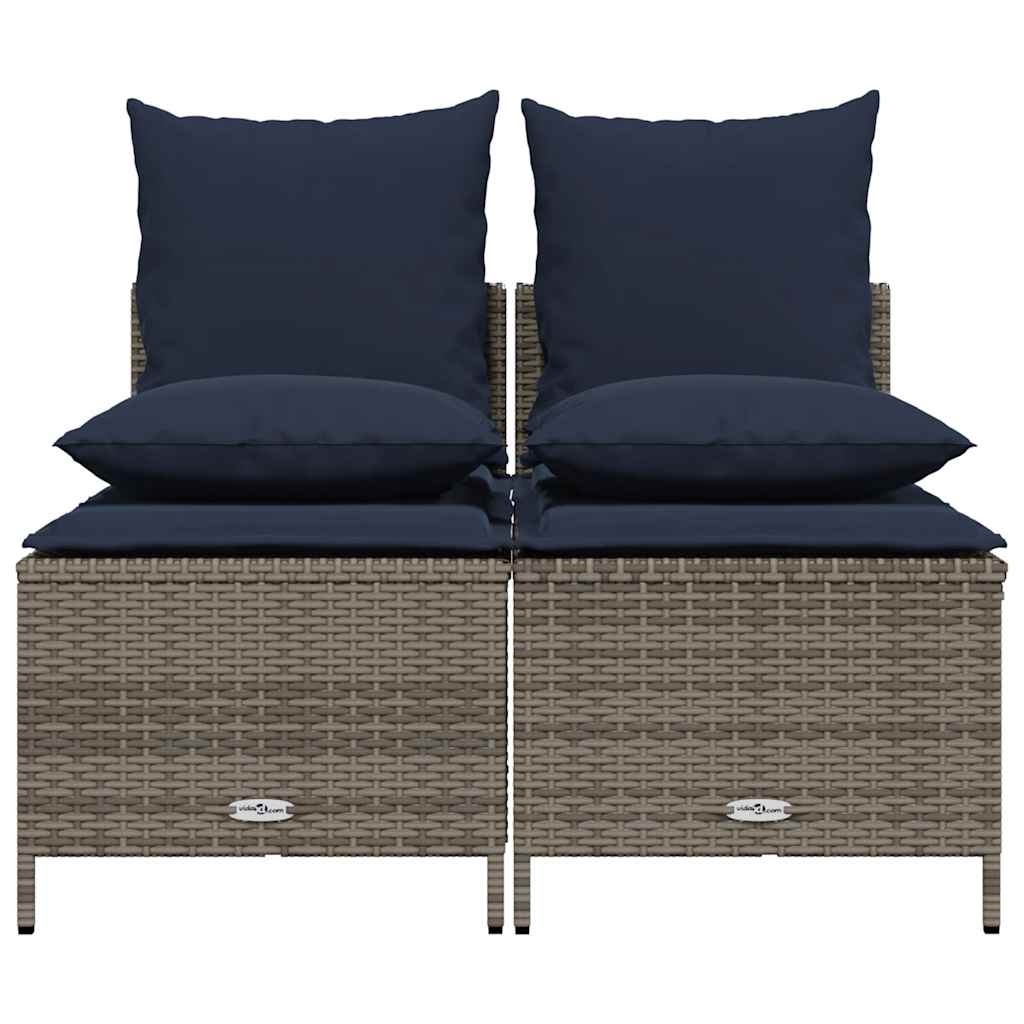 Conjunto de sofá de jardim com 4 peças e almofadas em rattan sintético cinza