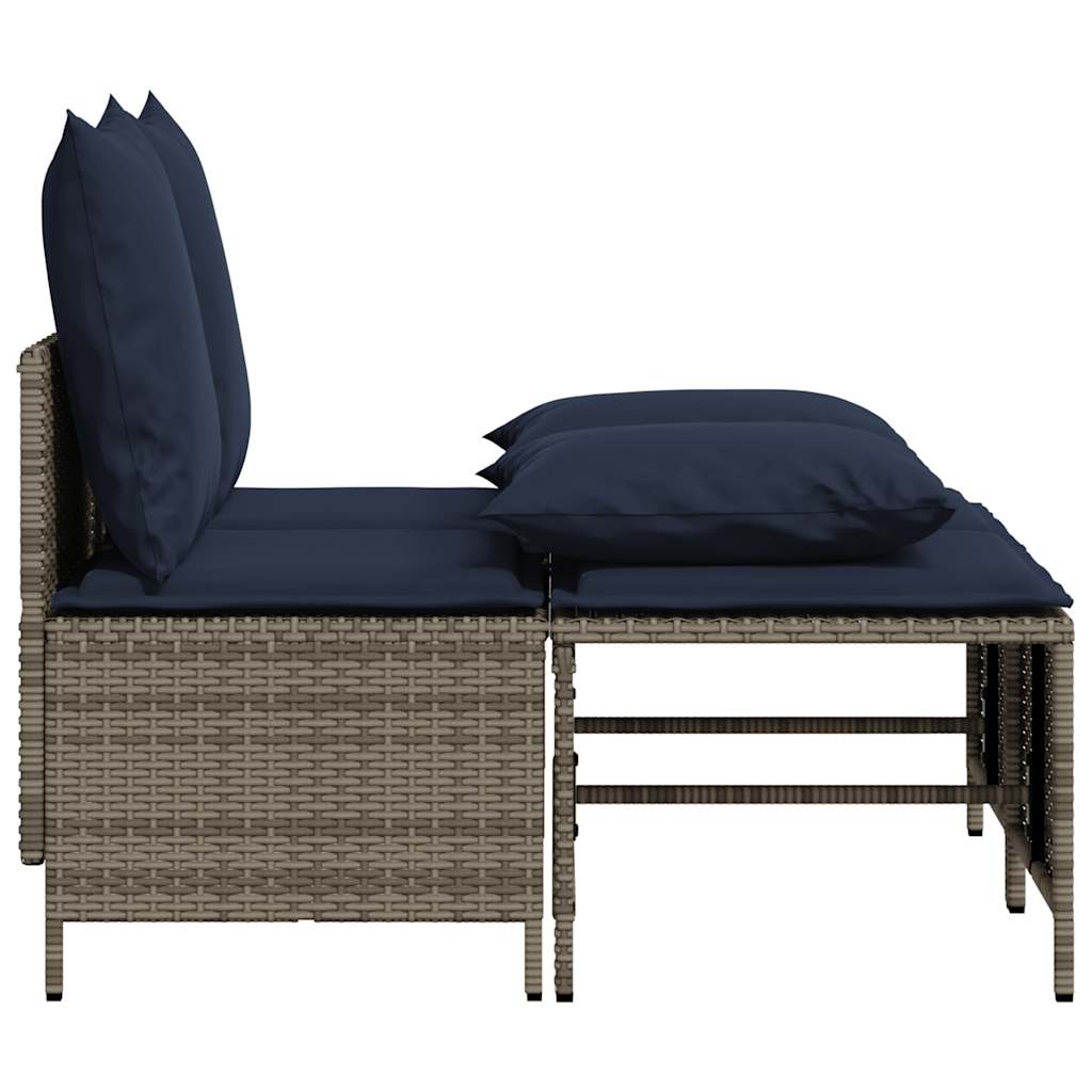 Conjunto de sofá de jardim com 4 peças e almofadas em rattan sintético cinza