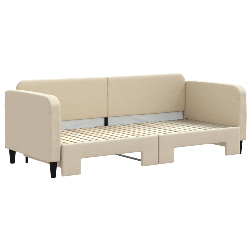 Sofá-cama com gavetão 80x200 cm tecido cor creme