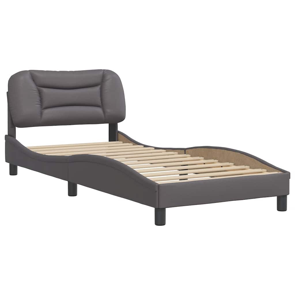 Estrutura de cama sem colchão hvar couro artificial 90x190 cm cinzento