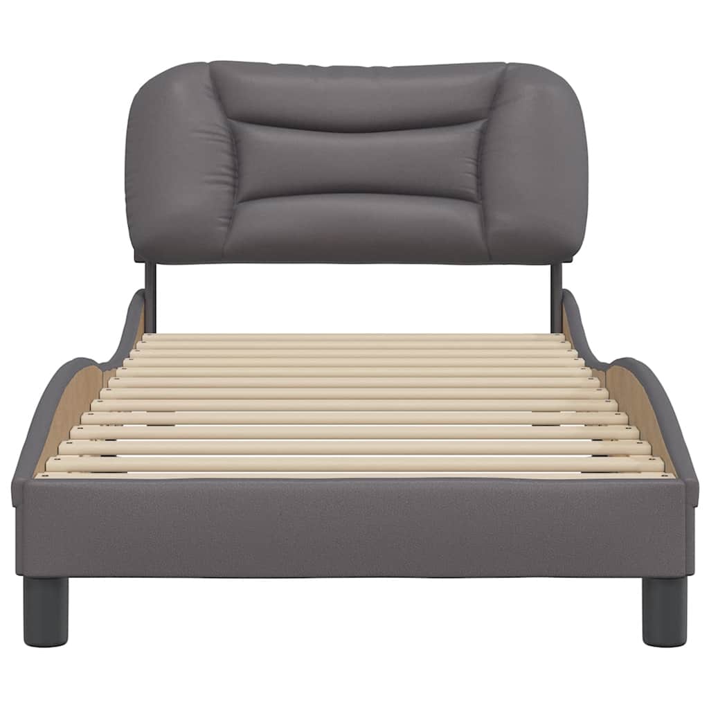 Estrutura de cama sem colchão hvar couro artificial 90x190 cm cinzento