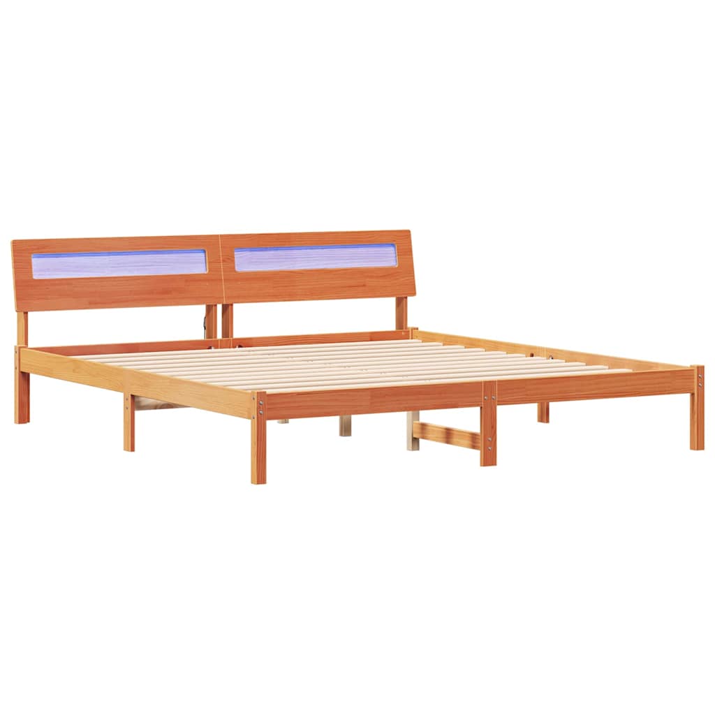 Estrutura da cama com cabeceira marrom cera 180 x 200 cm