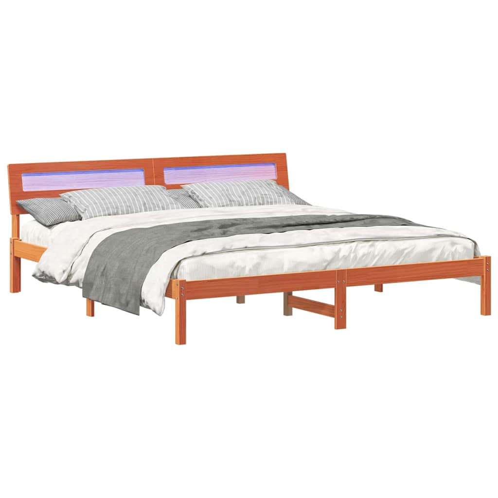 Estrutura da cama com cabeceira marrom cera 180 x 200 cm
