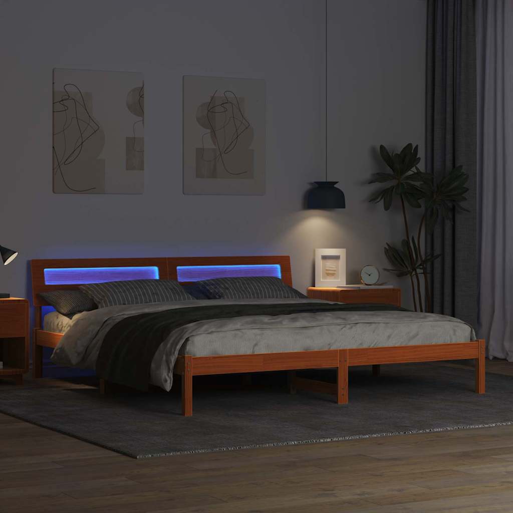 Estrutura da cama com cabeceira marrom cera 180 x 200 cm