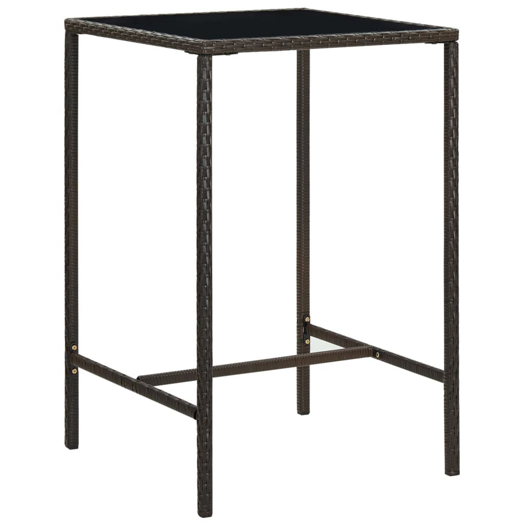 5 Pcs conjunto de bar p/ jardim com almofadões vime PE castanho