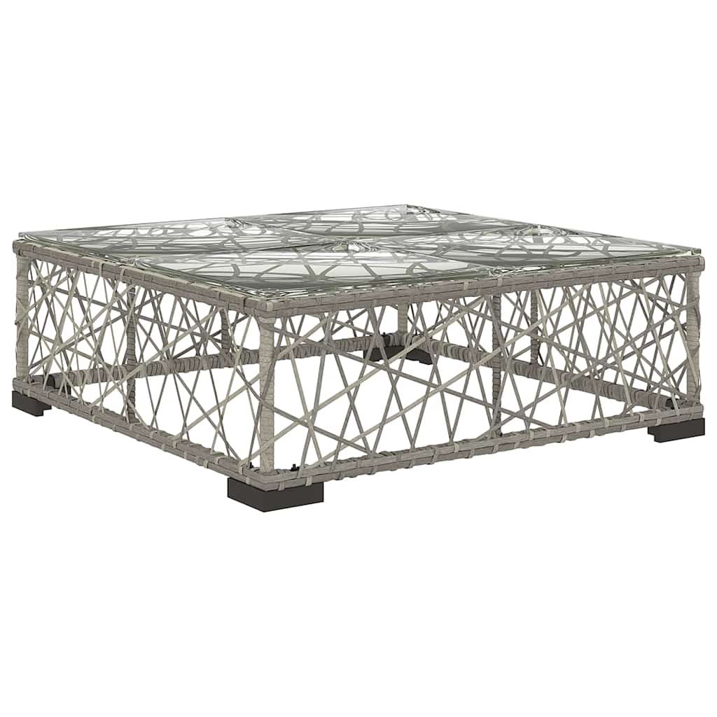 5 Pcs conjunto lounge de jardim c/ almofadões vime PE cinzento