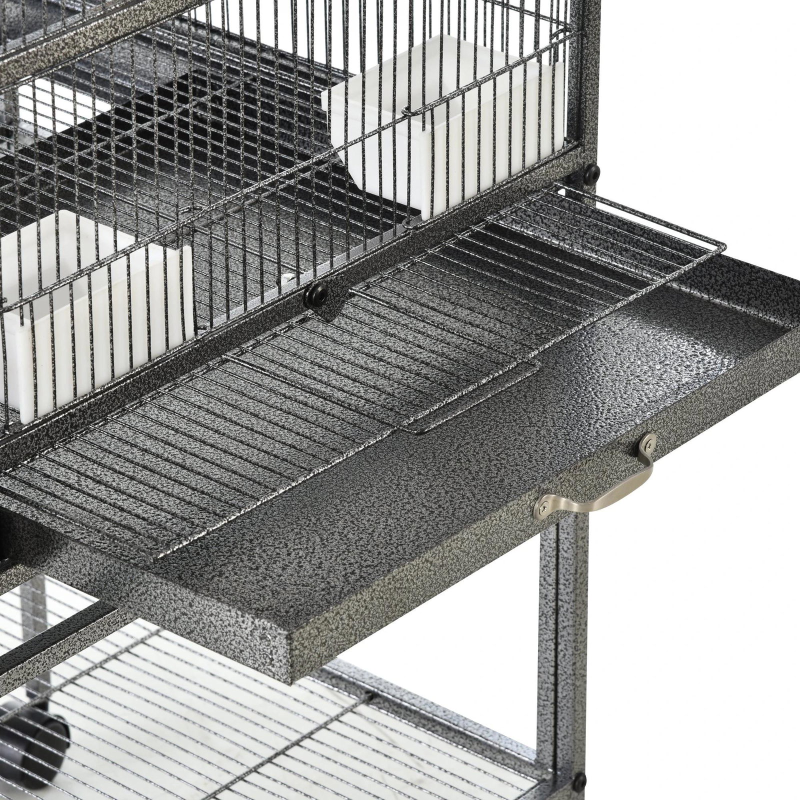 Gaiola de pássaro pequeno com 2 bandejas 4 alimentadores 4 poleiros 95x45,5x102 cm
