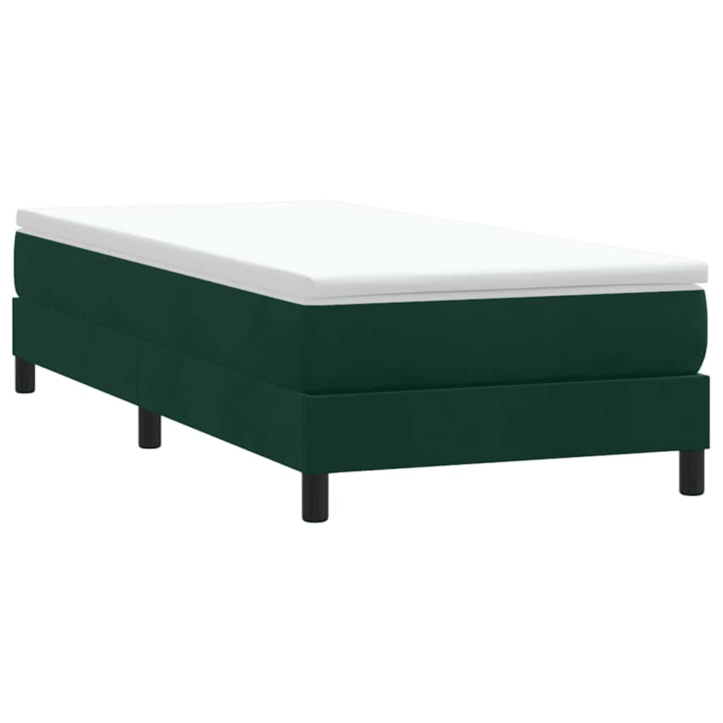 Cama com molas sem colchão 90x220 cm veludo verde-escuro