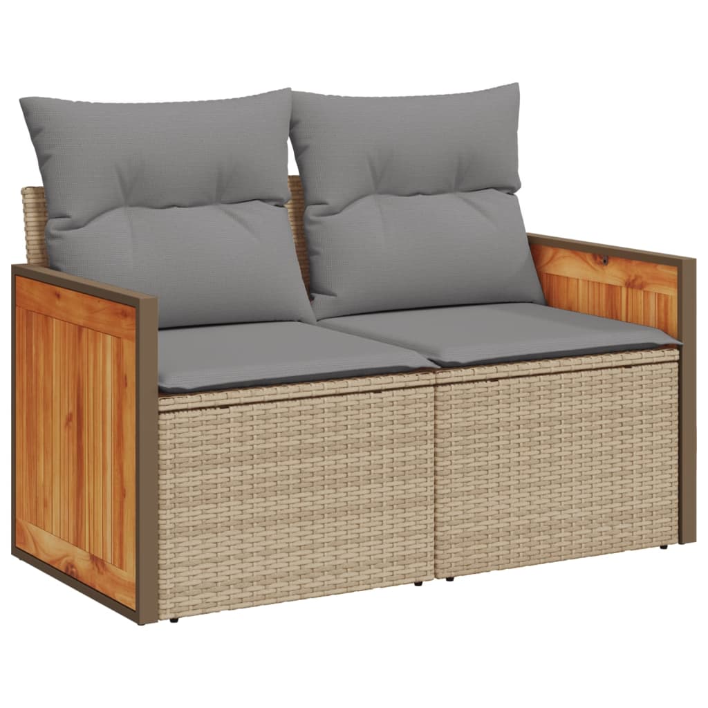 12 Pcs conjunto de sofás p/ jardim com almofadões vime PE bege
