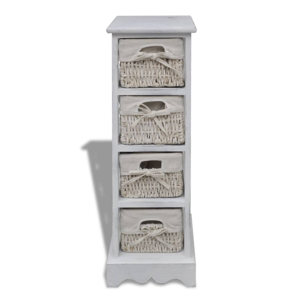 Prateleiras de arrumação em madeira com 4 cestos, branco