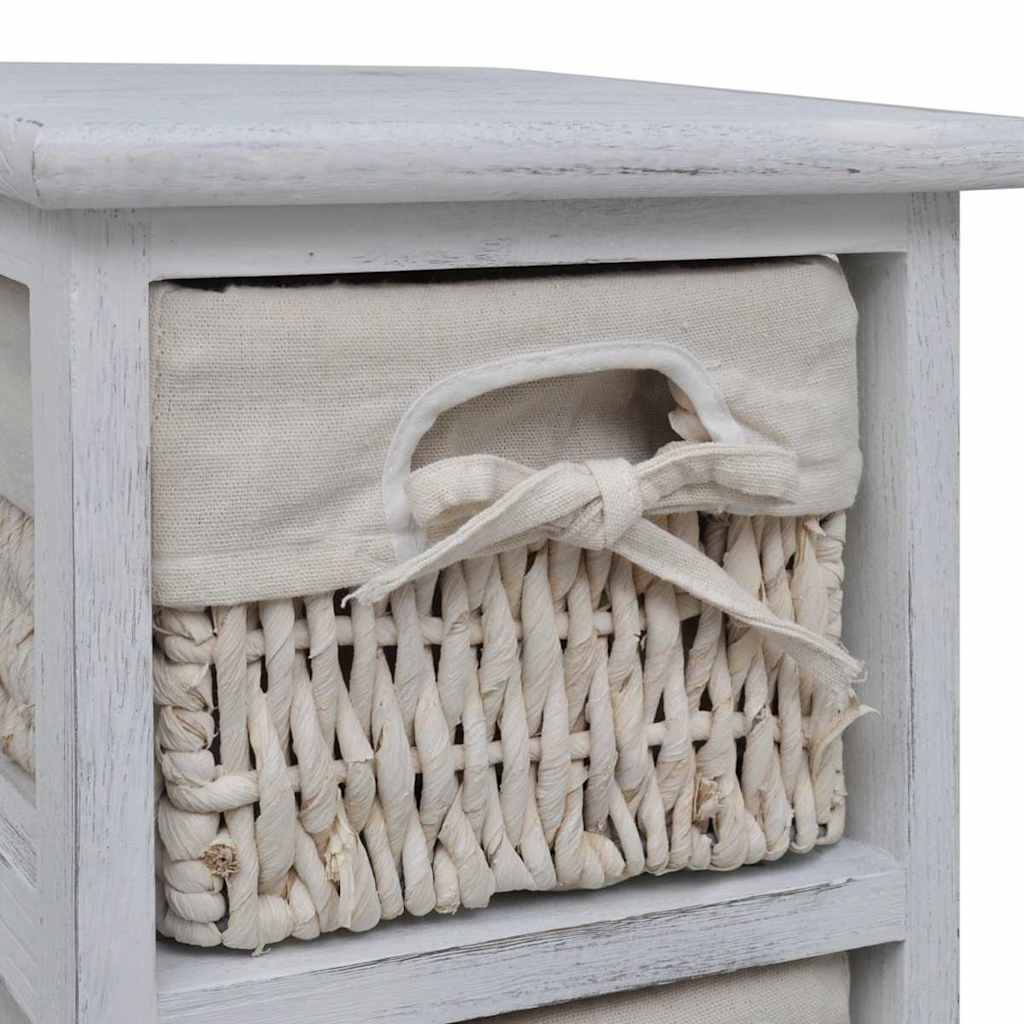 Prateleiras de arrumação em madeira com 4 cestos, branco