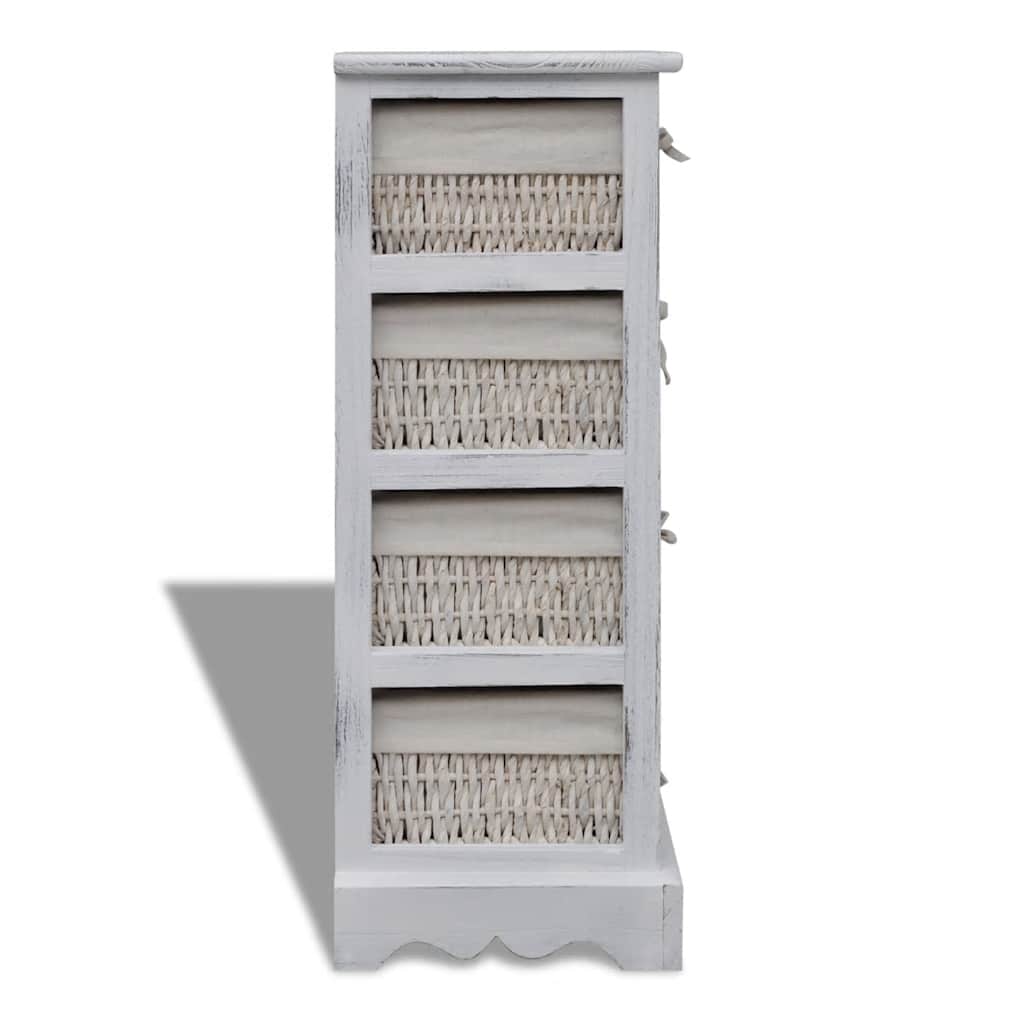 Prateleiras de arrumação em madeira com 4 cestos, branco
