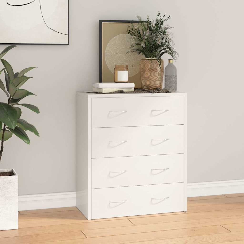 Aparador com 4 gavetas 60x30,5x71 cm branco brilhante
